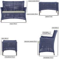 2 Sofás E Mesa Igapó Alumínio Marrom Corda Náutica E3 Trama Azul - 5