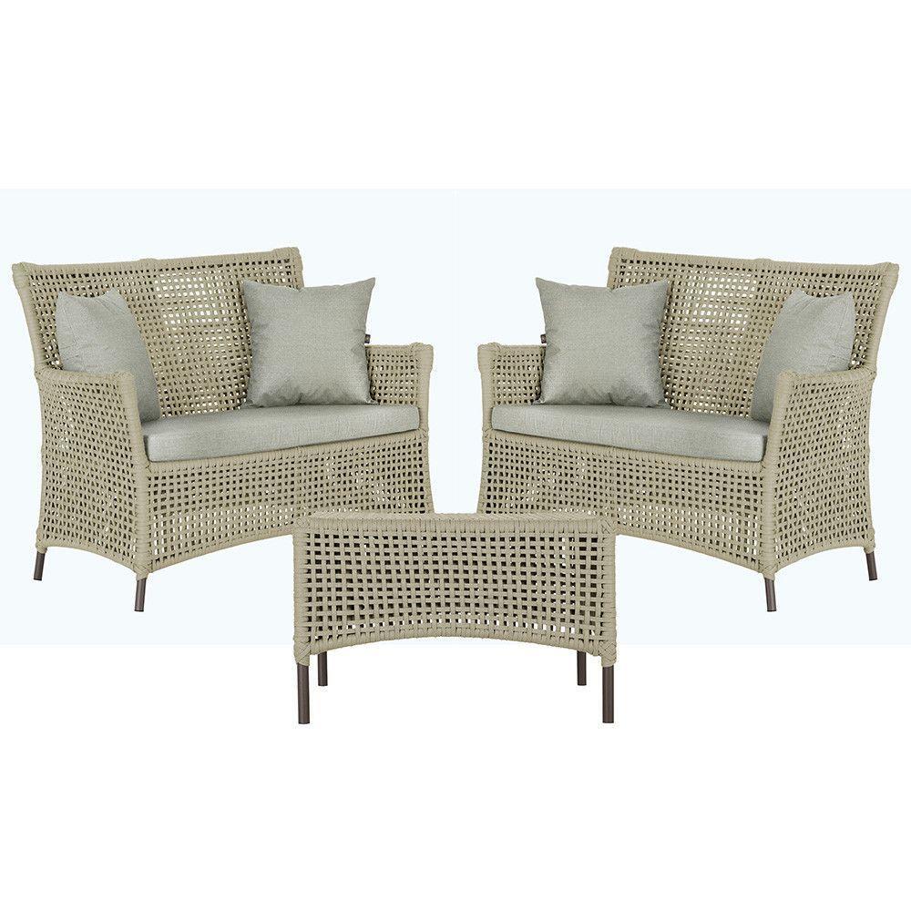 2 Sofás E Mesa Igapó Alumínio Marrom Corda Náutica E3 Trama Rami - 1