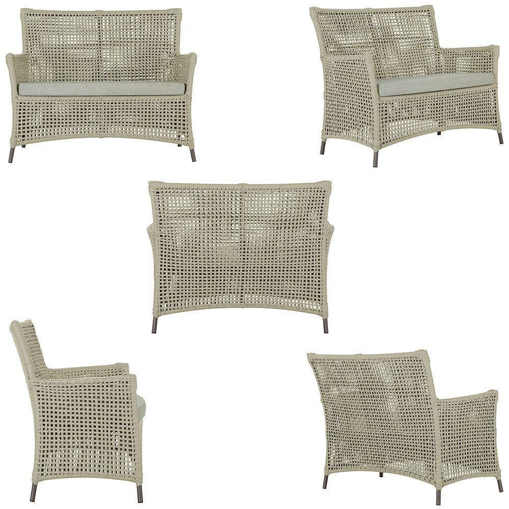 2 Sofás E Mesa Igapó Alumínio Marrom Corda Náutica E3 Trama Rami - 2