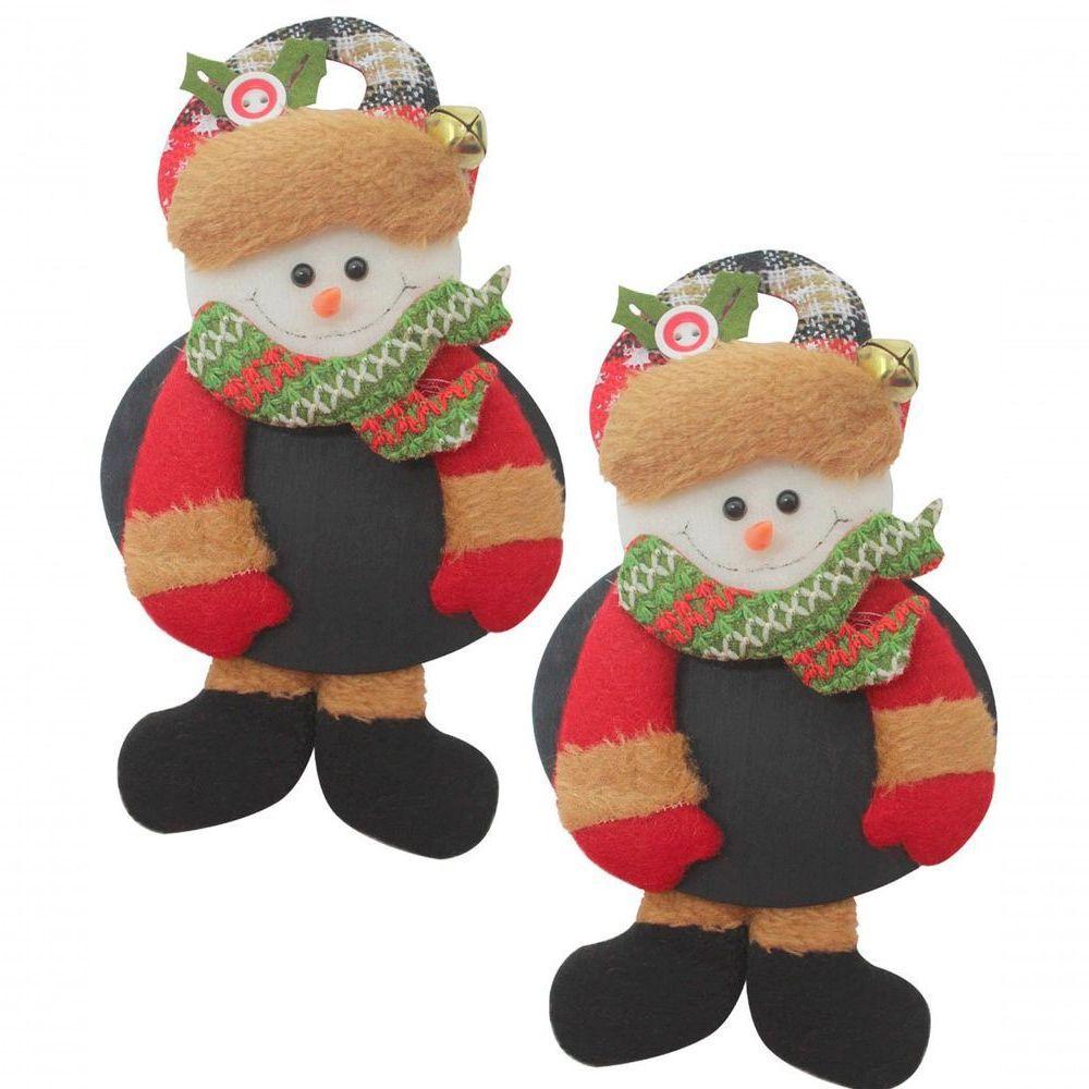 Kit 8 Enfeite Pendente Natal Com Lousa Boneco De Neve 18cm - 1