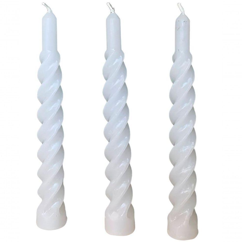 Kit 9 Vela Espiral Decoração Natalina Branco Torcida De 20cm - 3