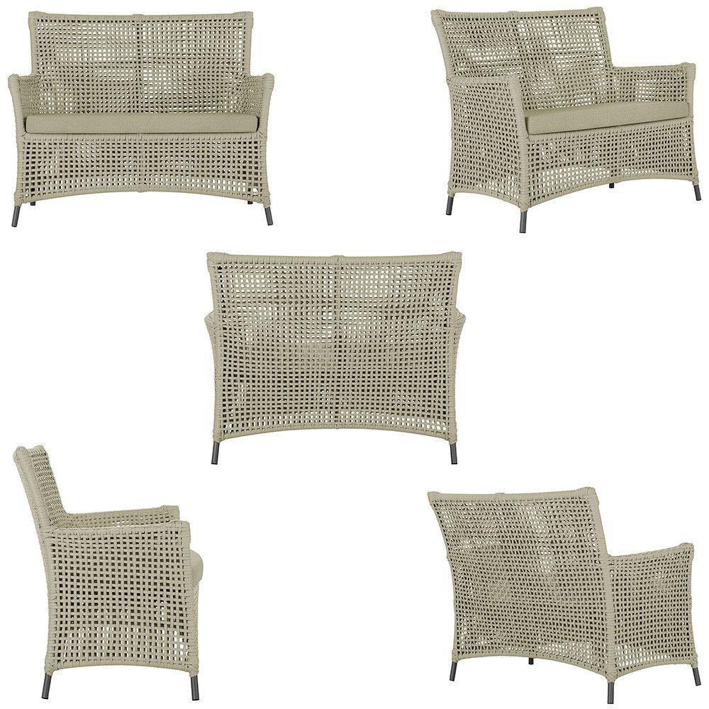 2 Sofás E Mesa Igapó Alumínio Preta Corda Náutica E7 Trama Rami - 2