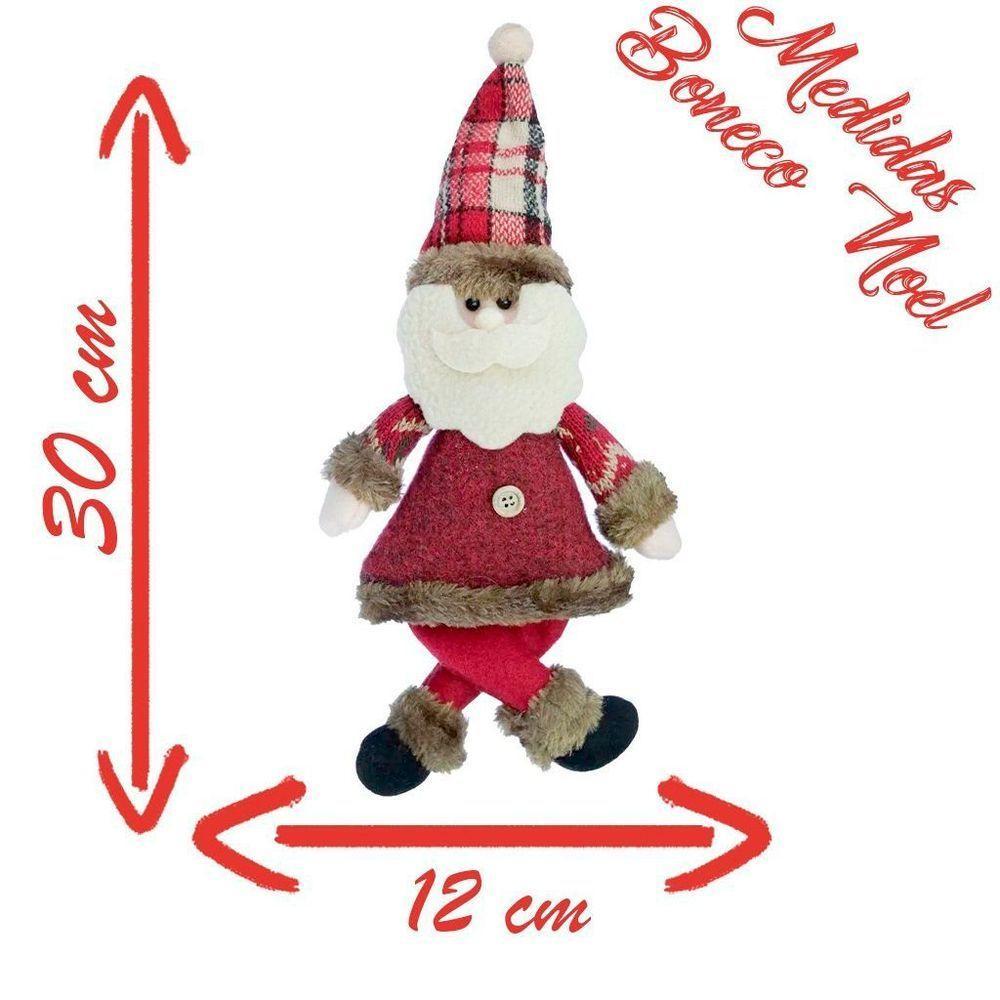 Kit 6 Enfeites Papai Noel Natal Em Tecido 30cm - 2