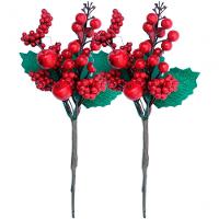 Kit 4 Galho Jardim Artificial Frutas Vermelha Natal De 25cm - 1