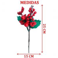 Kit 4 Galho Jardim Artificial Frutas Vermelha Natal De 25cm - 2