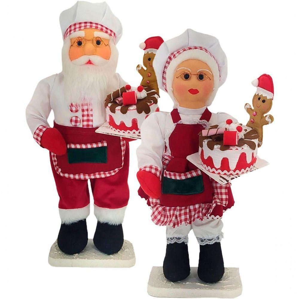 Dupla Bonecos Natalino Papai E Mamãe Noel Confeiteiros 50cm - 1