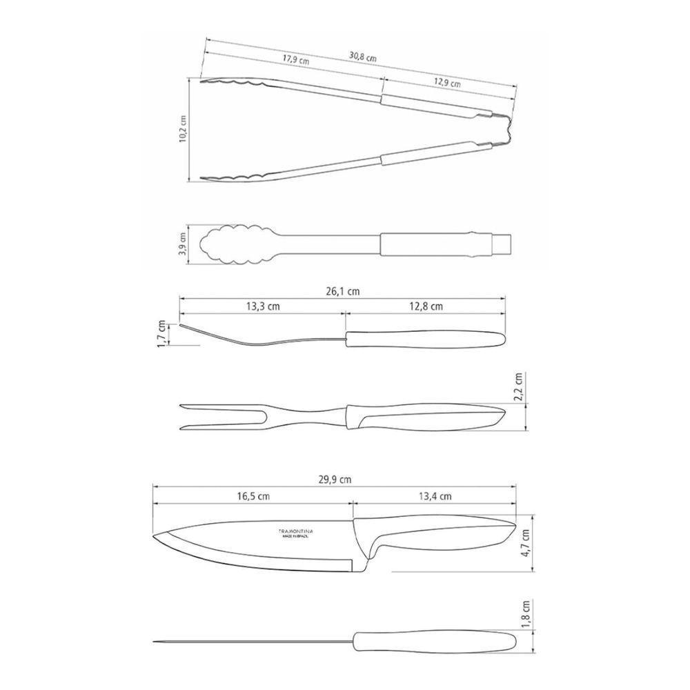 Kit para Churrasco Tramontina Plenus Aço Inox e Cabos de Polipropileno Marrom 3 Peças - 3