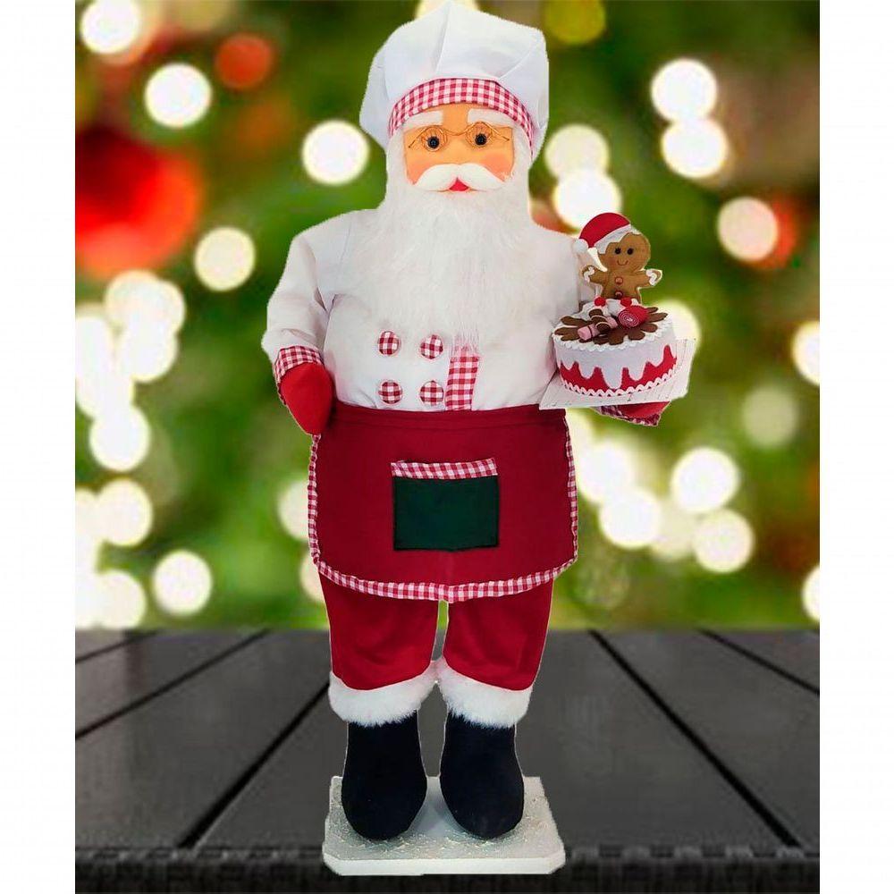 Boneco Natalino Papai Noel Confeiteiro Cozinha Chefe De 90cm - 3
