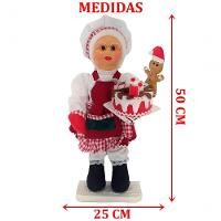 Boneco Natalino Mamãe Noel Confeiteira Cozinha Chefe De 50cm - 2