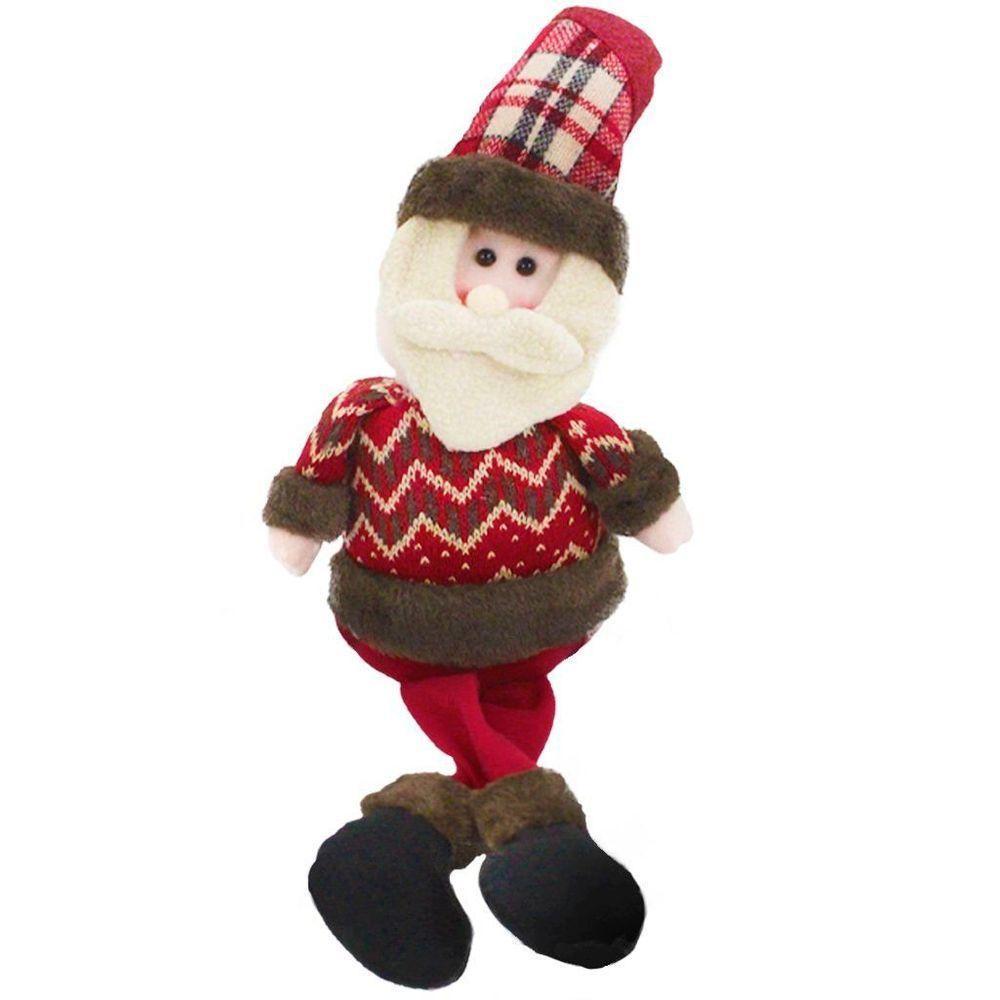 Boneco De Natal Papai Noel Sentado Perna Mole Em Tecido 56cm - 3