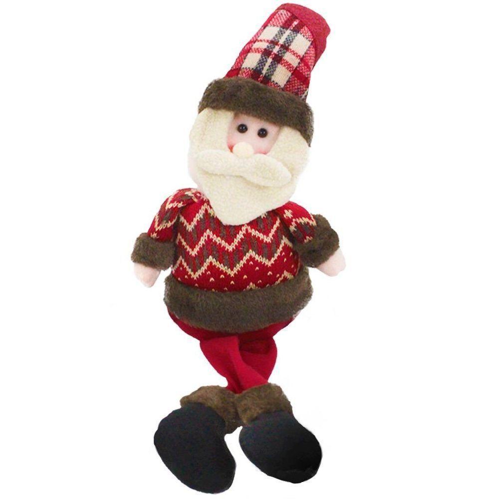 Boneco De Natal Papai Noel Sentado Perna Mole Em Tecido 56cm - 4