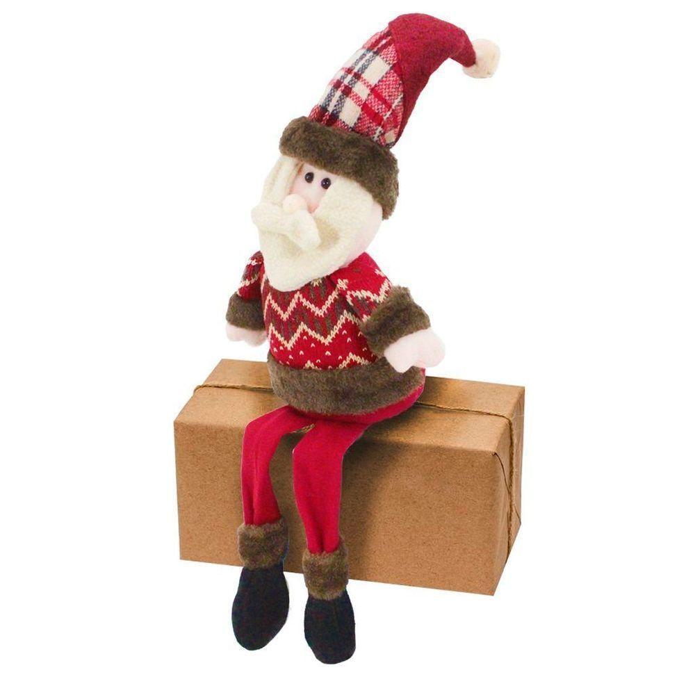 Boneco De Natal Papai Noel Sentado Perna Mole Em Tecido 56cm - 6