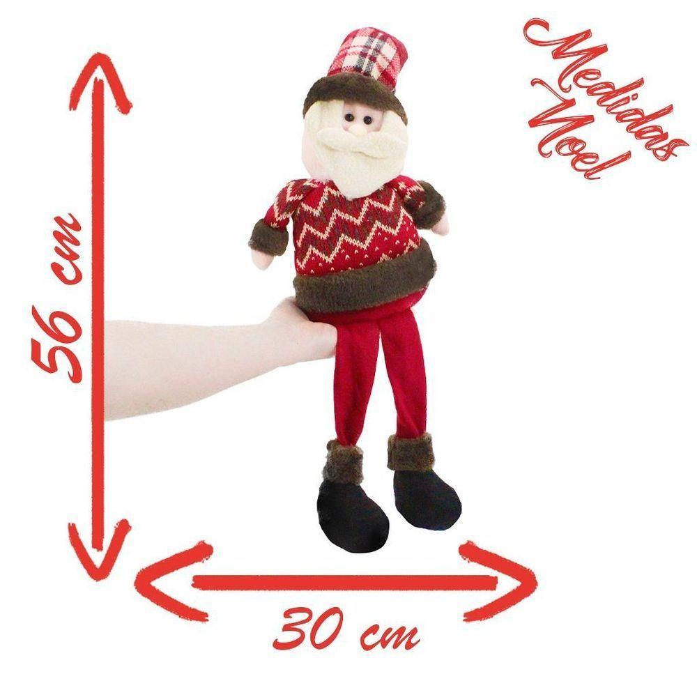 Boneco De Natal Papai Noel Sentado Perna Mole Em Tecido 56cm - 7