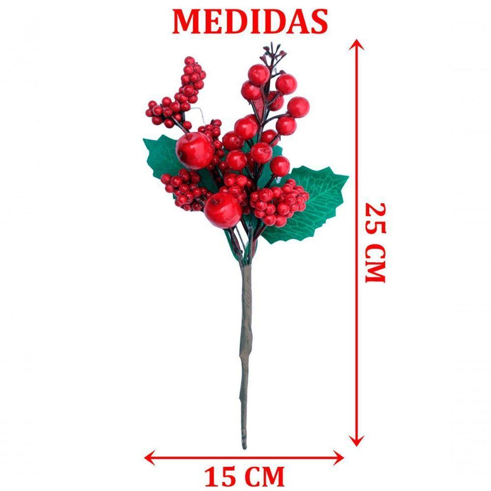 Kit 2 Galho Jardim Artificial Frutas Vermelha Natal De 25cm - 2