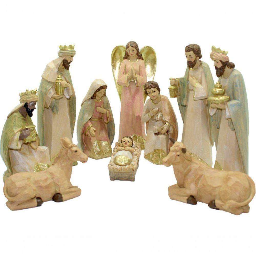 Presépio Natalino Nascimento De Jesus Com 10 Peças Estatueta - 1