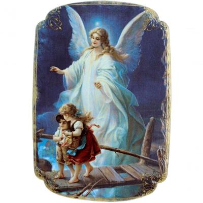 Quadro Mesa Colecionável Natal Anjo Da Guarda Crianças 20cm