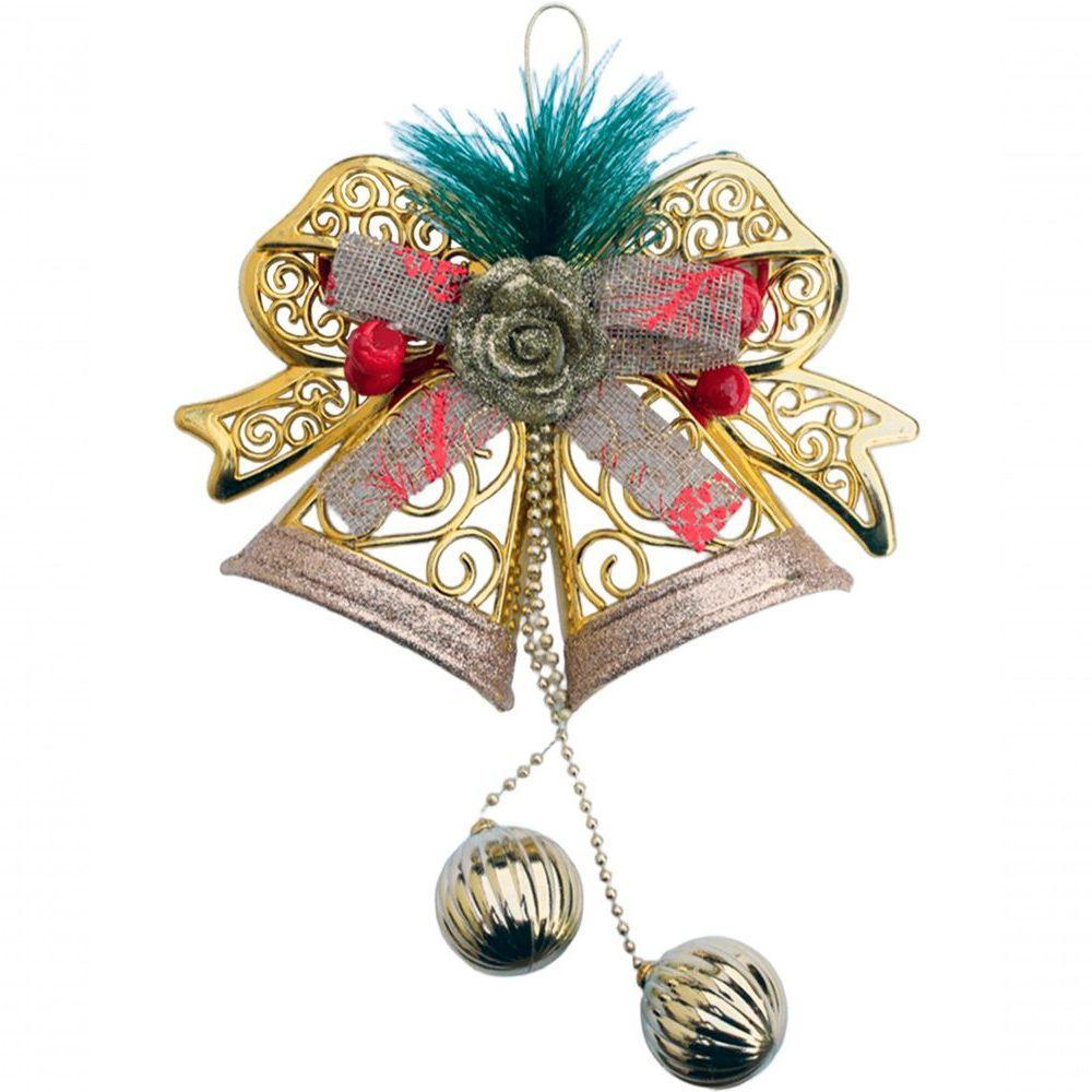 Pendente Enfeite Natalino Sino Laço Bolas Decoração De Natal - 1