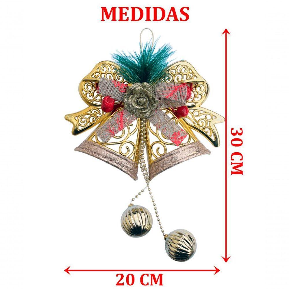 Pendente Enfeite Natalino Sino Laço Bolas Decoração De Natal - 2