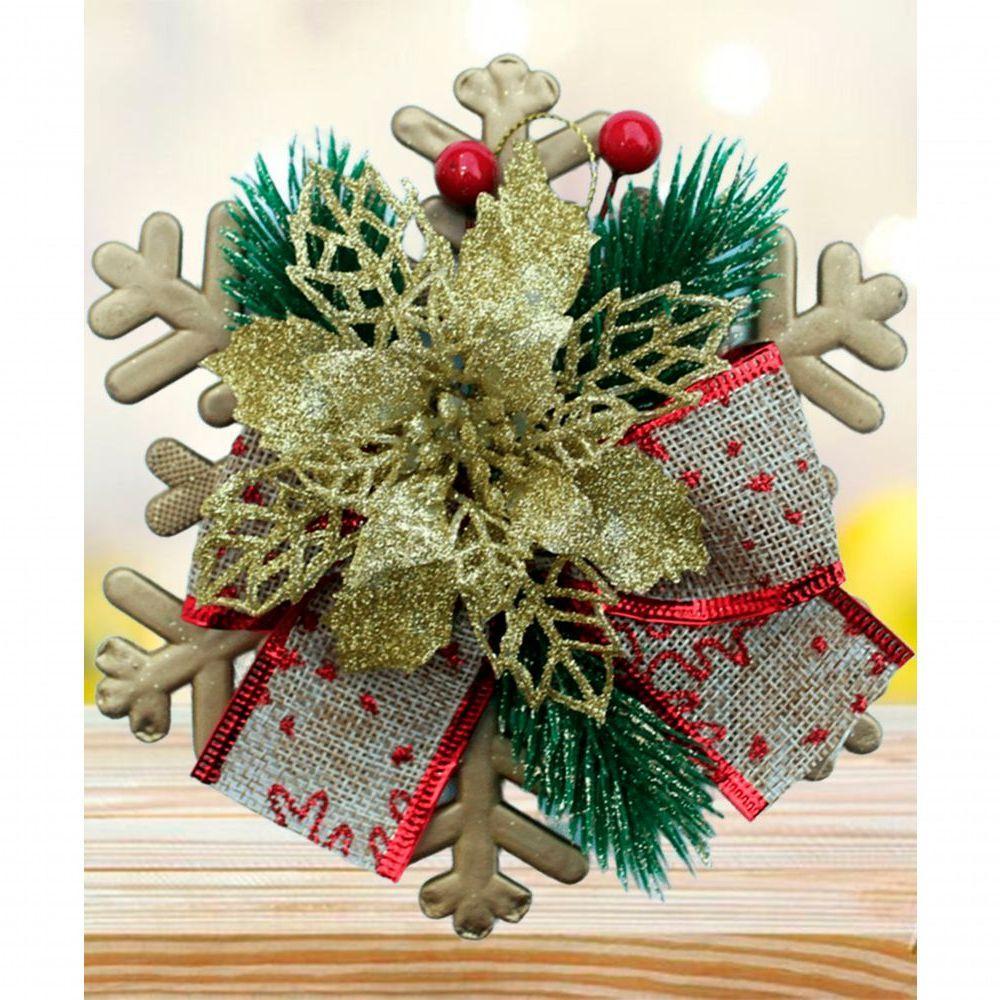 Enfeite Pendente Natalino Arranjo Laço Decoração Natal 15cm - 5