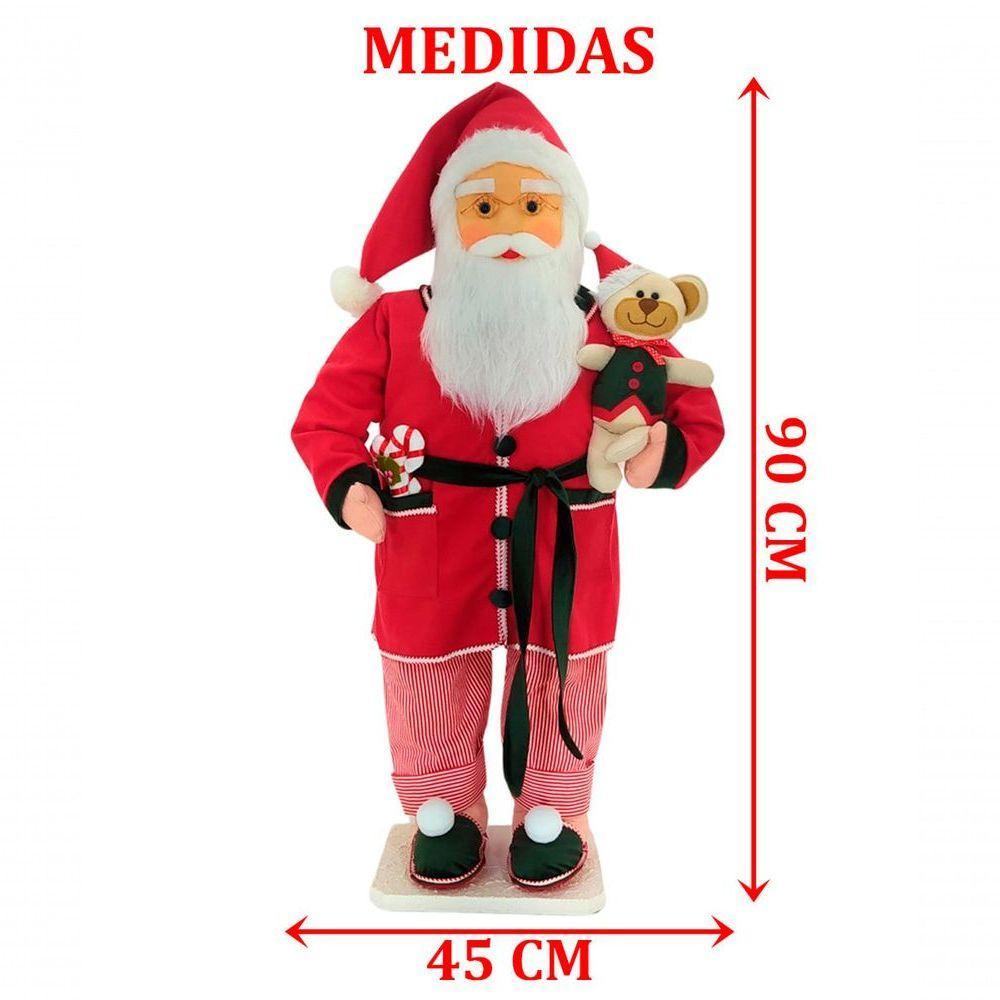 Boneco Natalino Papai Noel Dorminhoco Ursinho Pijama De 90cm - 2