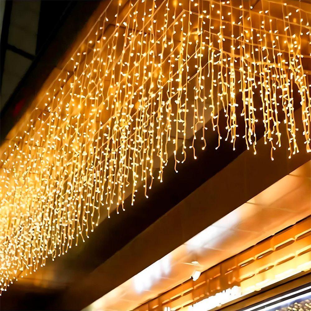 Cascata Pisca Natal Amarelo 500 Lâmpadas Leds 220v 8 Funções - 4