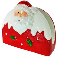 Kit 6 Porta Guardanapo Decorativo Natal Papai Noel Cerâmica - 6