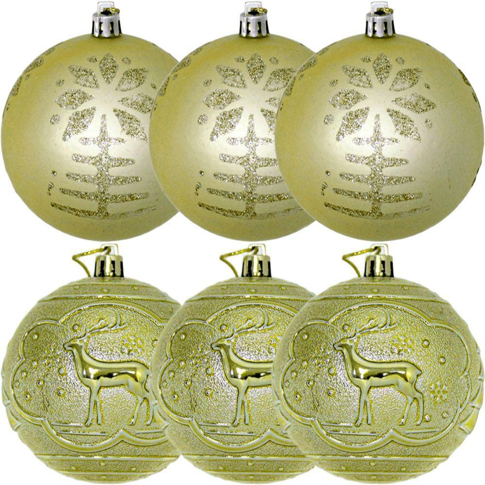Kit 6 Bolas Dourada De Natal Enfeite árvore De Natal De 80mm - 1