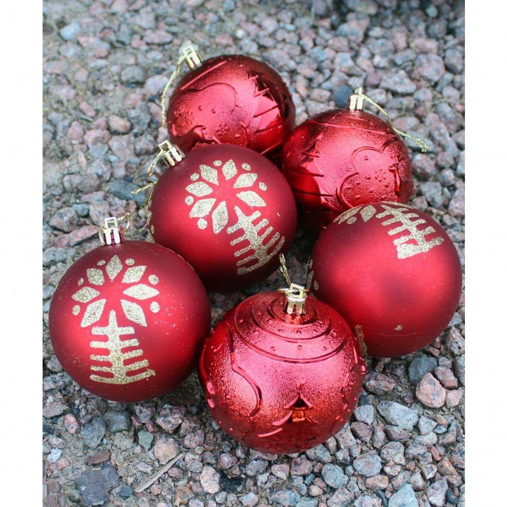 Kit 6 Bolas De Natal Enfeite árvore De Natal 80mm Vermelha - 5