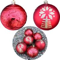 Kit 6 Bolas De Natal Enfeite árvore De Natal 80mm Vermelha