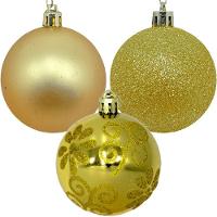 Kit 9 Bolas Enfeite Natal árvore De Natal Dourada Flores 6cm - 4