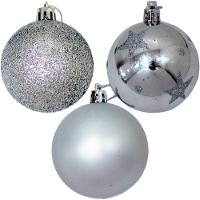 Kit 9 Bolas De Natal árvore Natal Enfeite Glitter Prata 60mm - 2