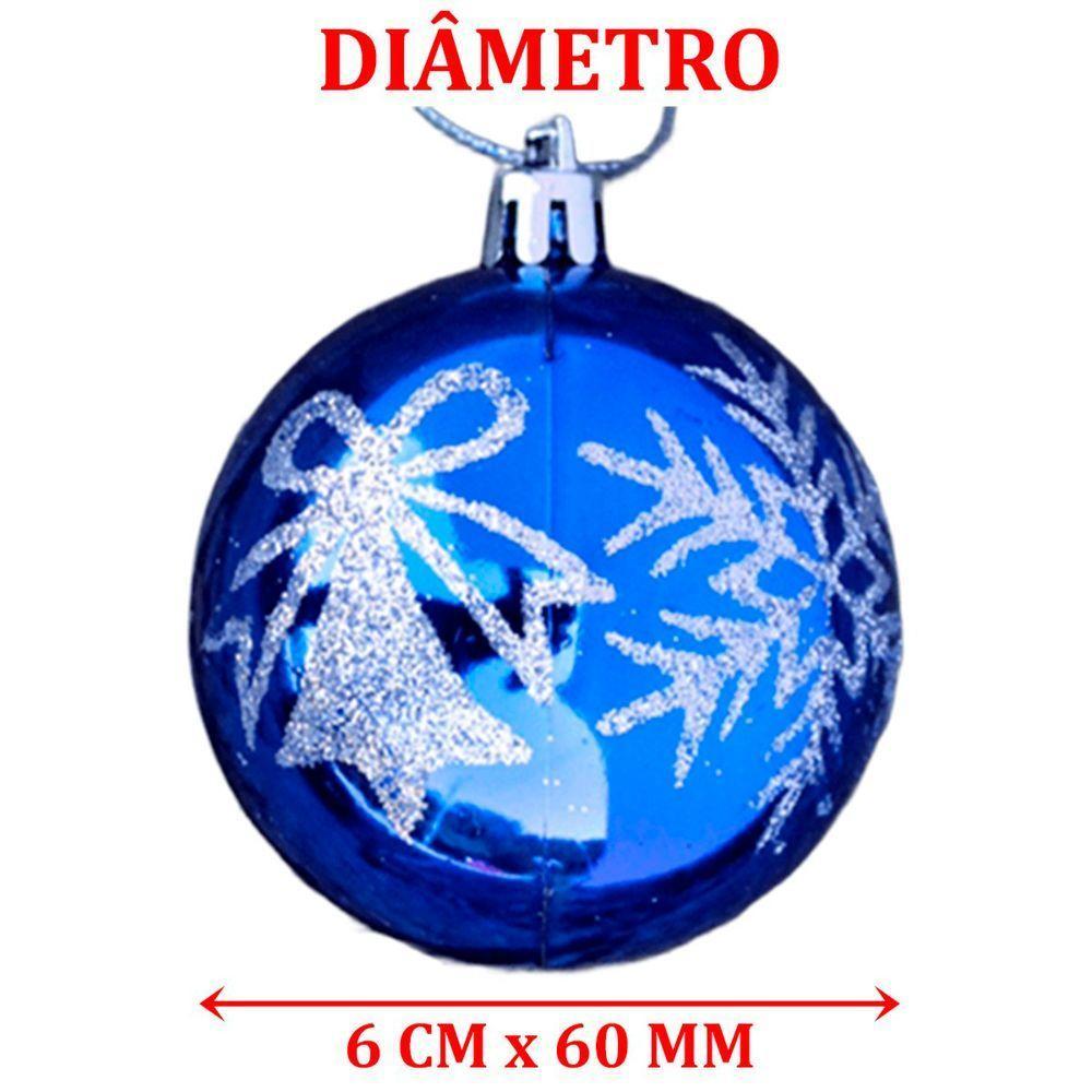 Kit 9 Enfeite Bolas De Natal árvore Natal Glitter Azul 60mm - 2