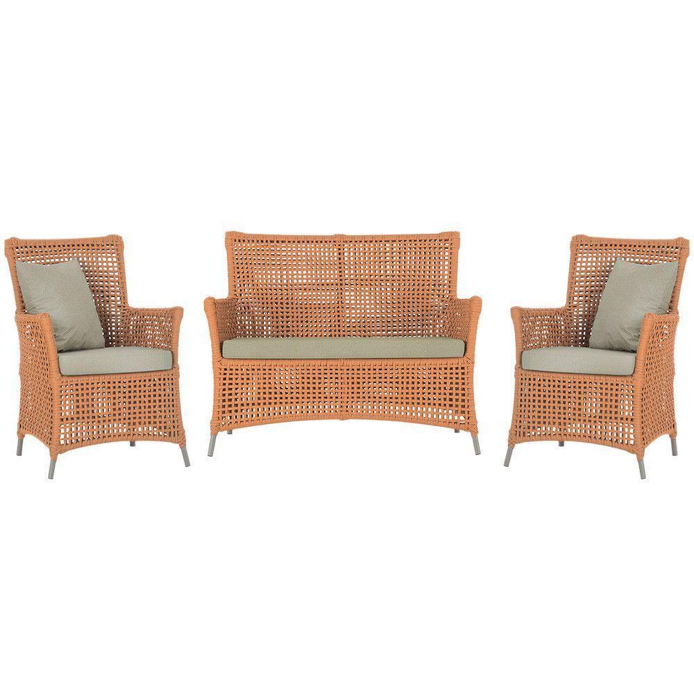 Jogo Sofá E 2 Poltronas Igapó Alumínio Fendi E7 Trama Terra Cota - 1