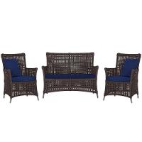 Jogo Sofá E 2 Poltronas Igapó Alumínio Preta E10 Trama Marrom - 1