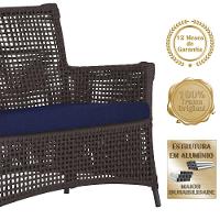 Jogo Sofá E 2 Poltronas Igapó Alumínio Preta E10 Trama Marrom