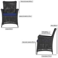 Jogo Sofá E 2 Poltronas Igapó Alumínio Preta E10 Trama Preto - 5