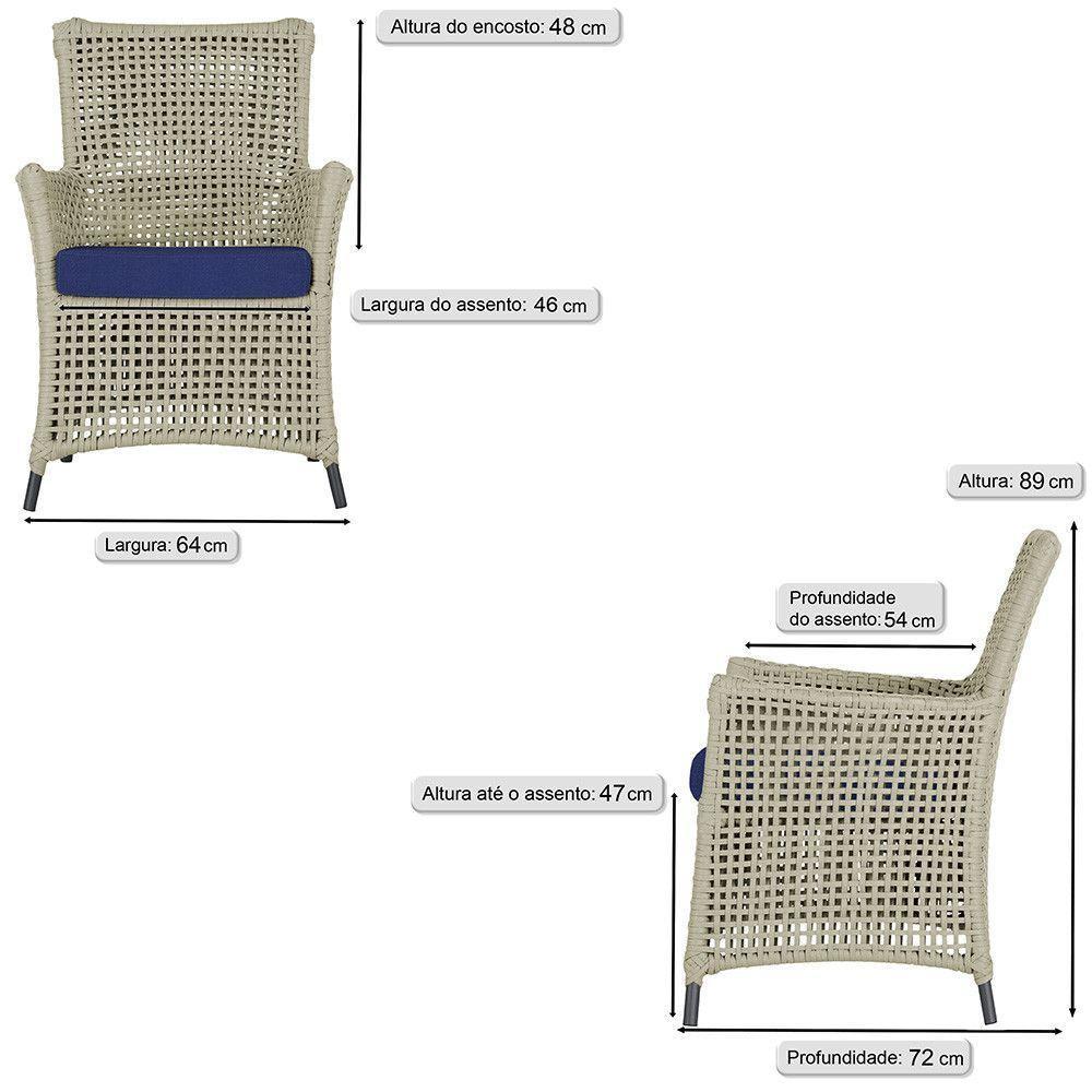 Jogo Sofá E 2 Poltronas Igapó Alumínio Preta E10 Trama Rami - 5