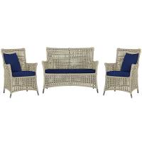 Jogo Sofá E 2 Poltronas Igapó Alumínio Preta E10 Trama Rami - 1