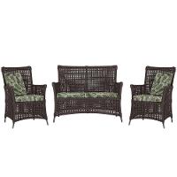 Jogo Sofá E 2 Poltronas Igapó Alumínio Preta E5 Trama Marrom - 1