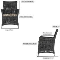 Jogo Sofá E 2 Poltronas Igapó Alumínio Fendi E6 Trama Preto - 5