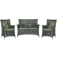 Jogo Sofá E 2 Poltronas Igapó Alumínio Preta E5 Trama Verde - 1