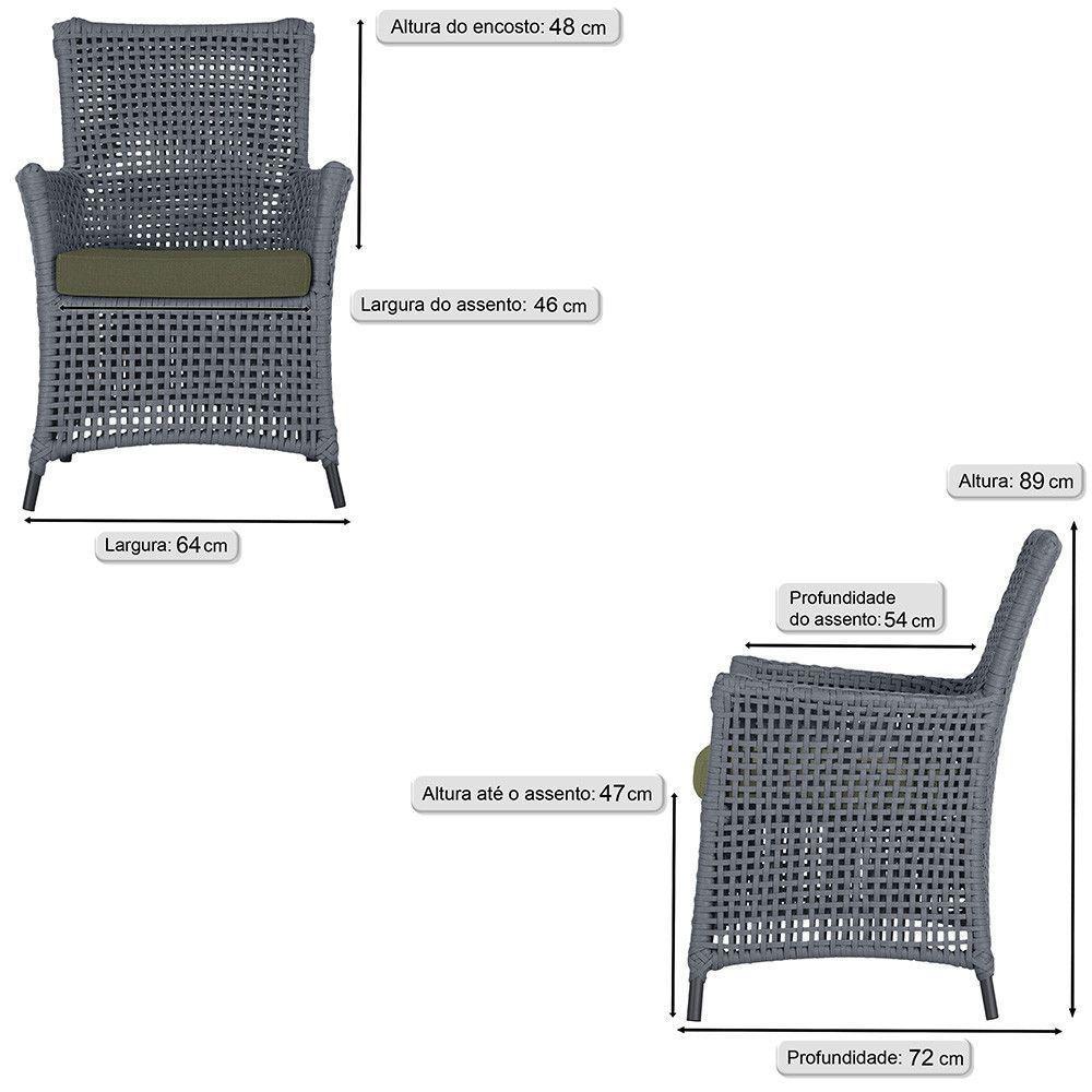 Jogo Sofá E 2 Poltronas Igapó Alumínio Preta E13 Trama Prata - 4