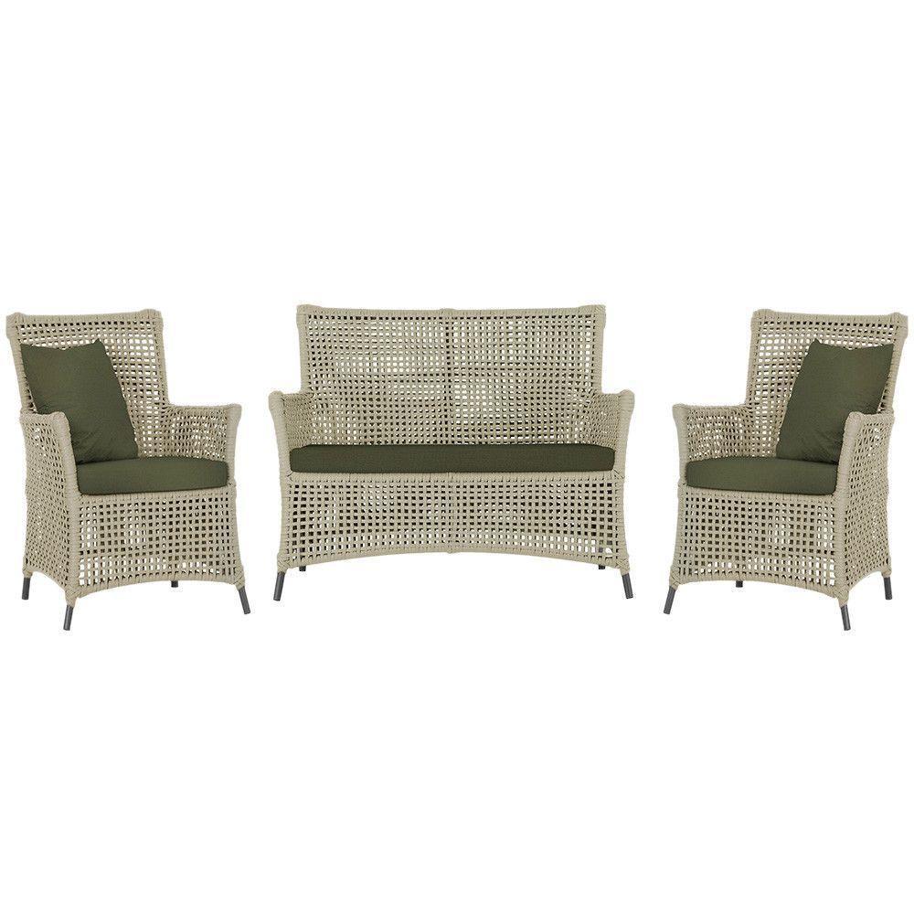 Jogo Sofá E 2 Poltronas Igapó Alumínio Preta E13 Trama Rami - 1