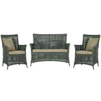 Jogo Sofá E 2 Poltronas Igapó Alumínio Marrom E7 Trama Verde - 1