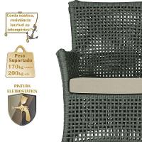 Jogo Sofá E 2 Poltronas Igapó Alumínio Marrom E7 Trama Verde - 2