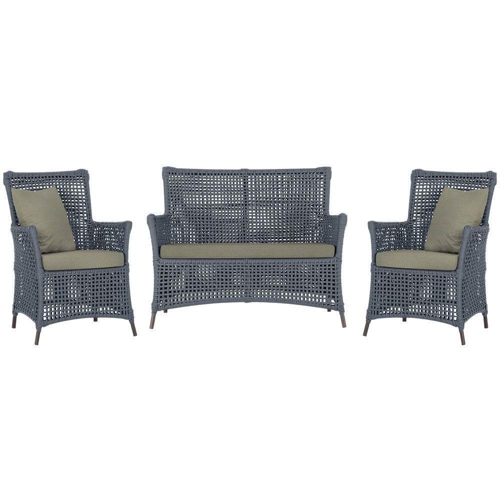 Jogo Sofá E 2 Poltronas Igapó Alumínio Marrom E8 Trama Prata - 1