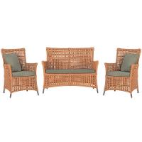 Jogo Sofá E 2 Poltronas Igapó Alumínio Marrom E8 Trama Terra Cota - 1