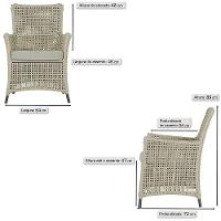 Jogo Sofá E 2 Poltronas Igapó Alumínio Preta E3 Trama Rami - 5