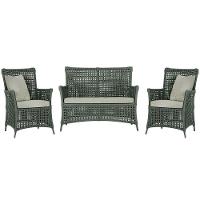 Jogo Sofá E 2 Poltronas Igapó Alumínio Preta E3 Trama Verde - 1