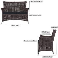 Jogo Sofá E 2 Poltronas Igapó Alumínio Preta E12 Trama Marrom - 6